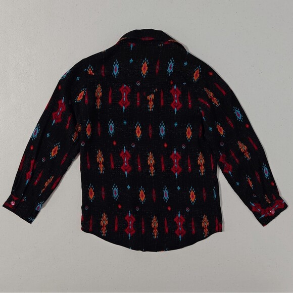 Roper Western Shirt S Youth Girls 4 / 5 Small Black Aztec Red Blue Snaps NWT New - Picture 3 of 8